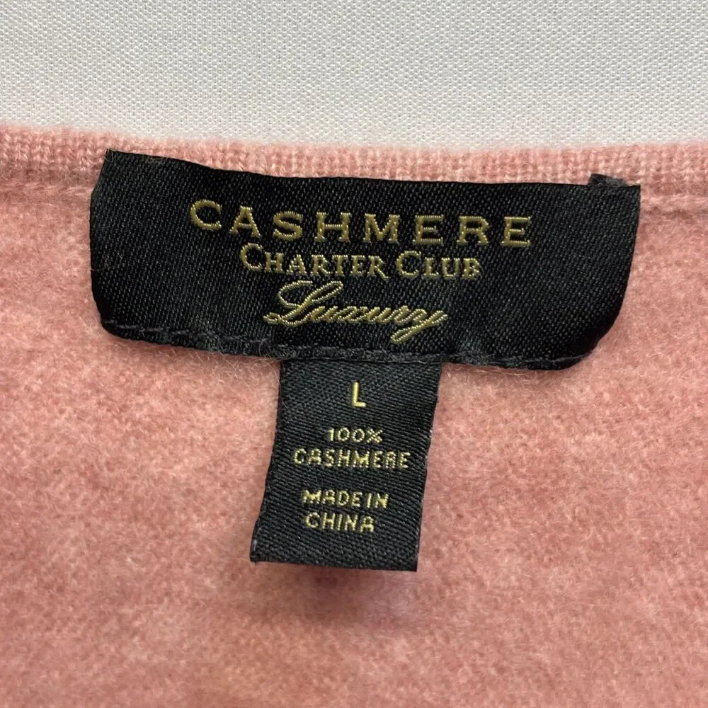 Charter Club Women 100% Cashmere Sweater Size Large Pink D120 -9